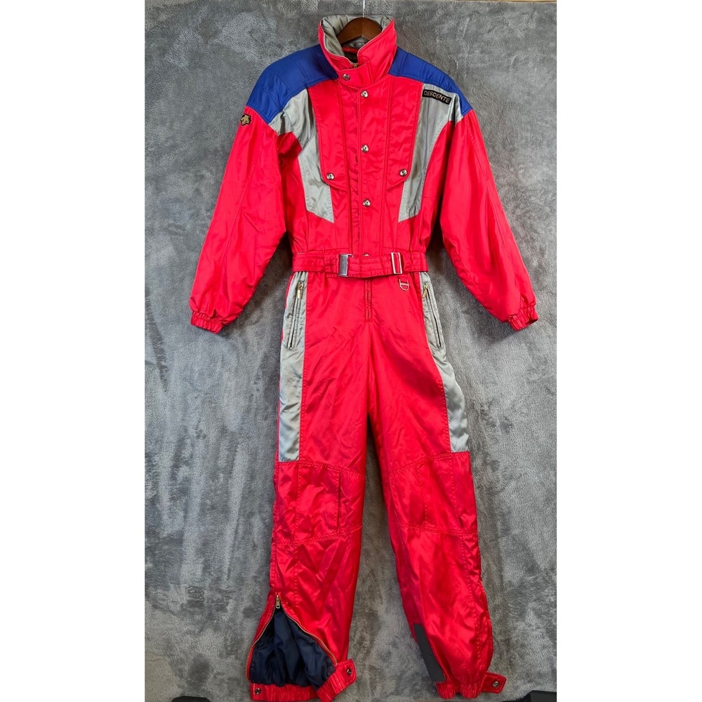 Descente Ski Suit One Piece Snowsuit Mens XS Snow Bib Vintage 80s 90s Retro